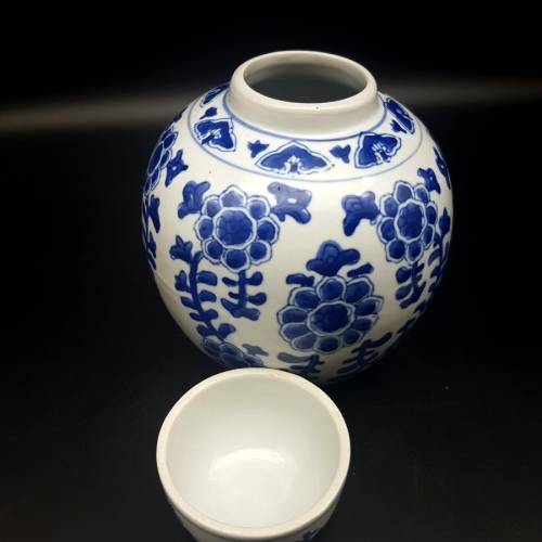 Blue and White Oriental Tea Caddy