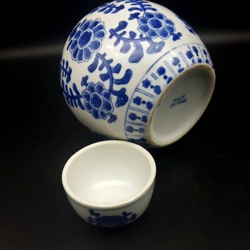 Blue and White Oriental Tea Caddy