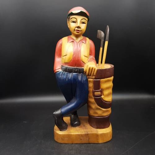 Hand Crafted Oriental Wood Golfer!!!