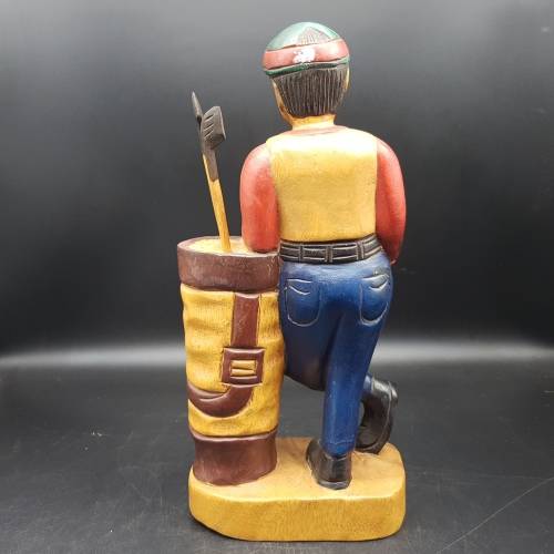 Hand Crafted Oriental Wood Golfer!!!