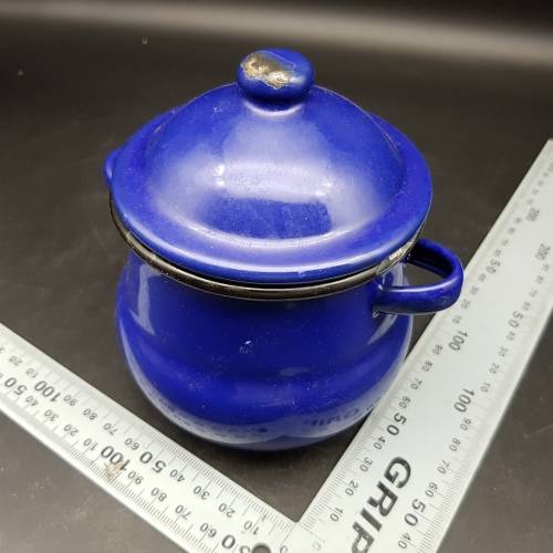 Original Vintage Blue Enamel Sugar Pot!!!!