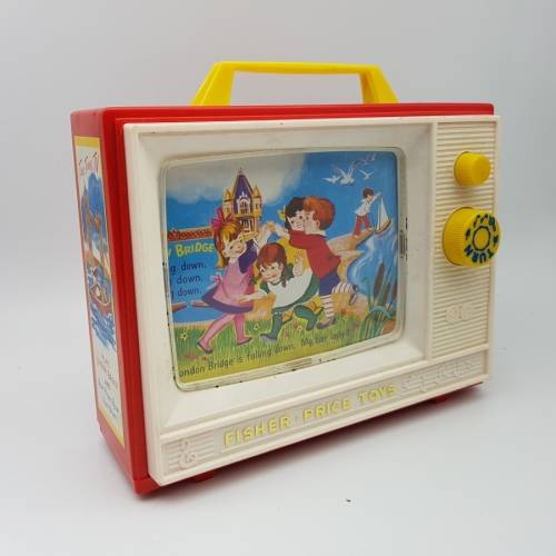 RARE!!!! Vintage Fisher Price Hard Plastic Scrolling TV Music Box (Working)!!!!