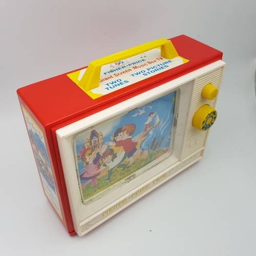 RARE!!!! Vintage Fisher Price Hard Plastic Scrolling TV Music Box (Working)!!!!