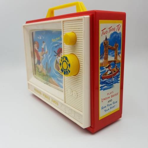 RARE!!!! Vintage Fisher Price Hard Plastic Scrolling TV Music Box (Working)!!!!