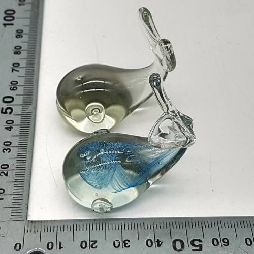 Two Small Hand Blown Glass Whale Paperweights!!!