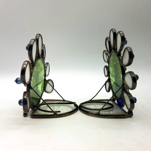 Detailed Stained Glass Peacock Book Ends!!!