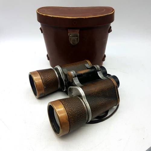 RARE!!! Large Vintage Leather and Brass Carl Zeiss Binoculars (Display)