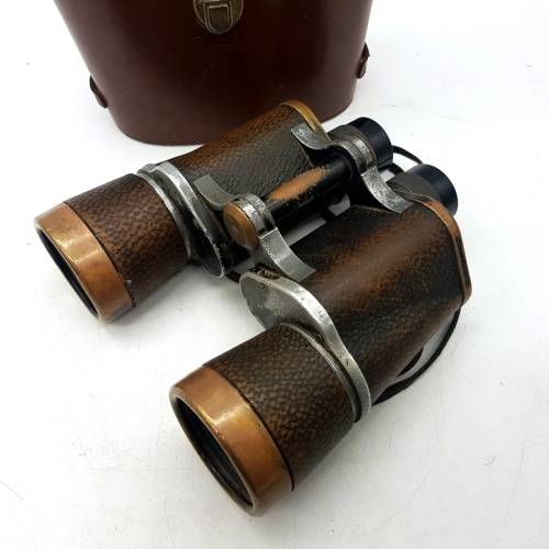 RARE!!! Large Vintage Leather and Brass Carl Zeiss Binoculars (Display)