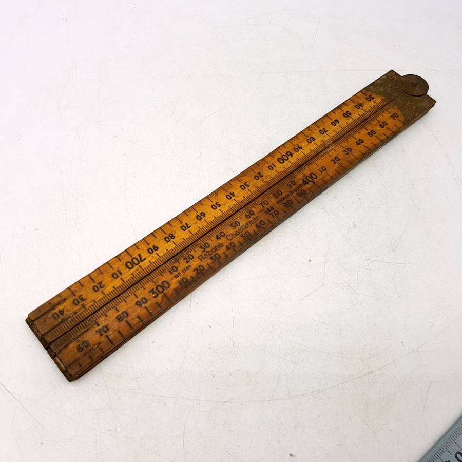 Vintage Rabone Chesterman English Wood and Brass Fold Out Ruler!!!