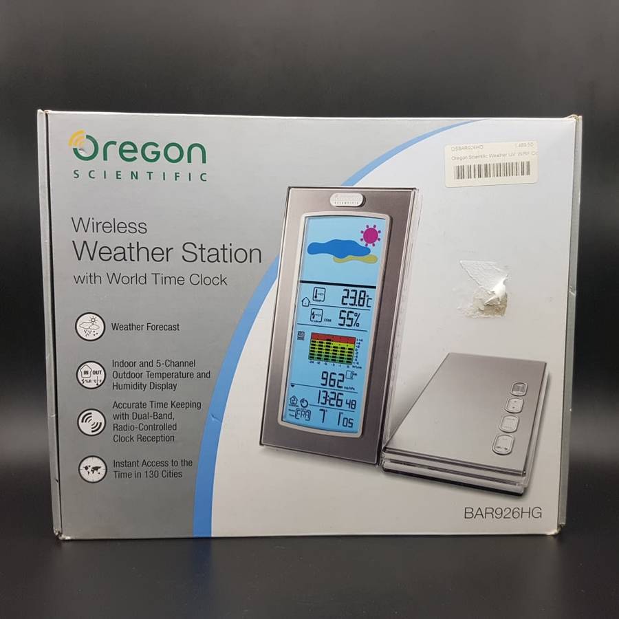 Original Boxed Oregon Wireless Weather Station (Working)