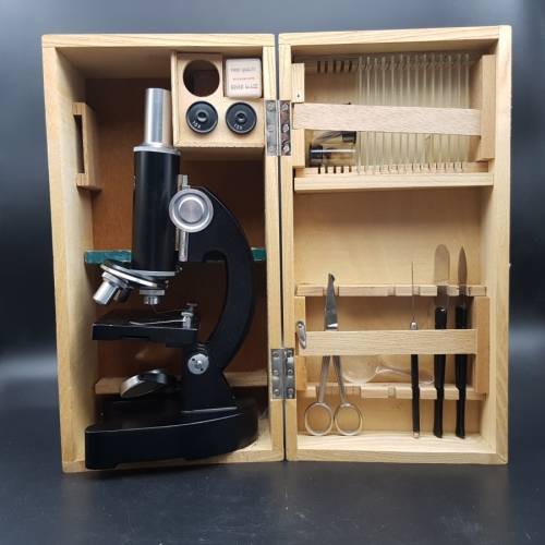 RARE!!! Original Wood Boxed Cast Metal Microscope Set!!!!