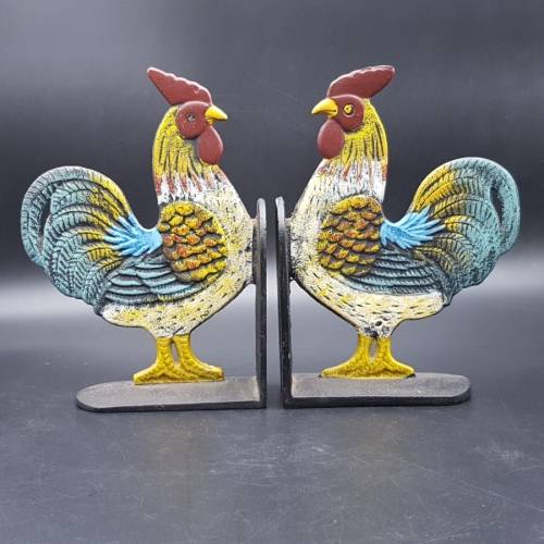 Pair of Cast Iron Cockerel Bookends!!!