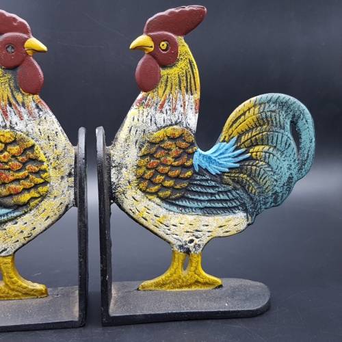 Pair of Cast Iron Cockerel Bookends!!!