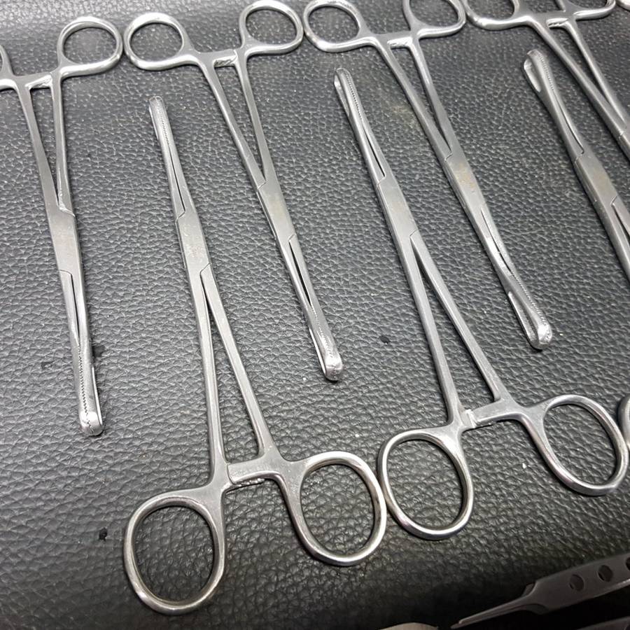 Large Selection of Stainless Steel Medical Clamps and Pinches (Bid for all)