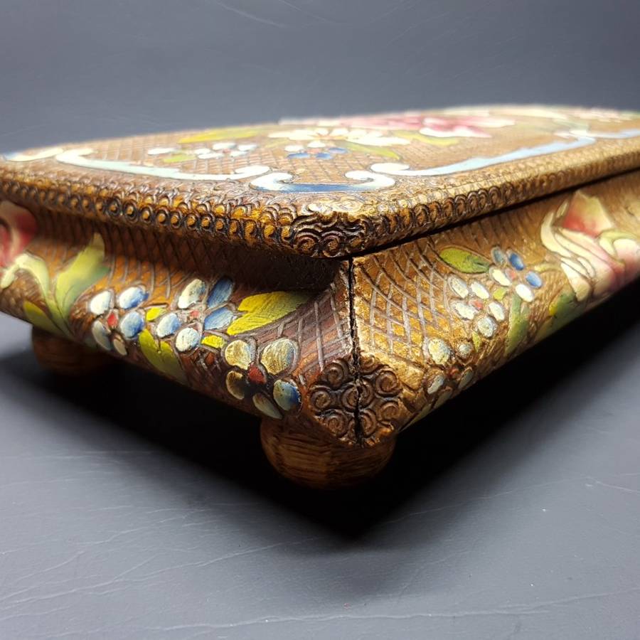 RARE!!! Detailed 1920's Art Nouveau Handcrafted Wood Jewelry Box!!!!