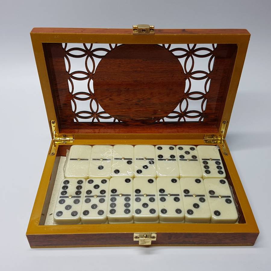 Original Vintage Wood Boxed Dominoes (Sealed)
