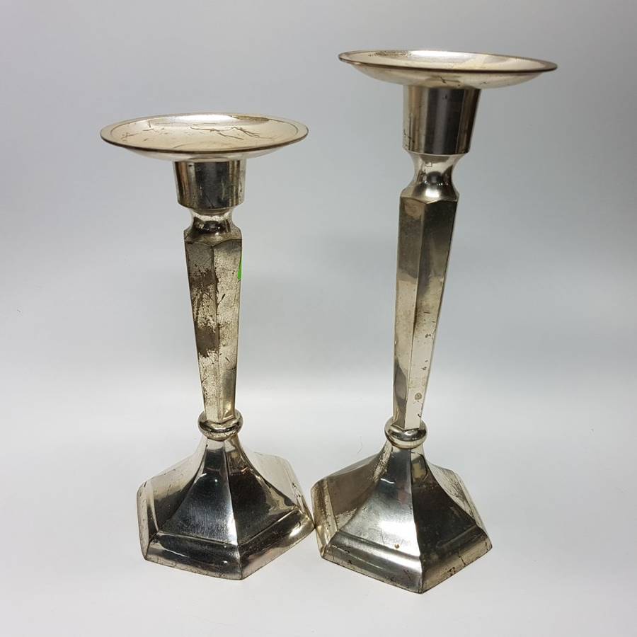 Two Large Silver-plate Candle Stands!!!