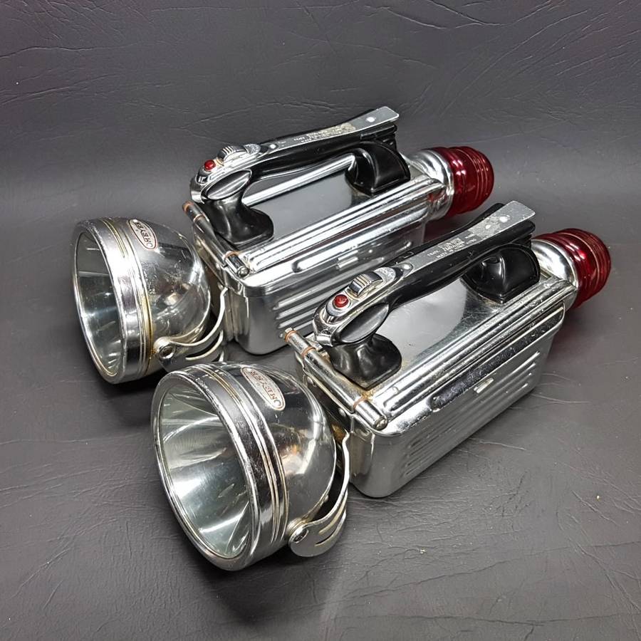 RARE!!! Two Original Chrome 1950's Meyer Trade Mark Signal/Miners Lamps!!! (Bid Per Lamp)