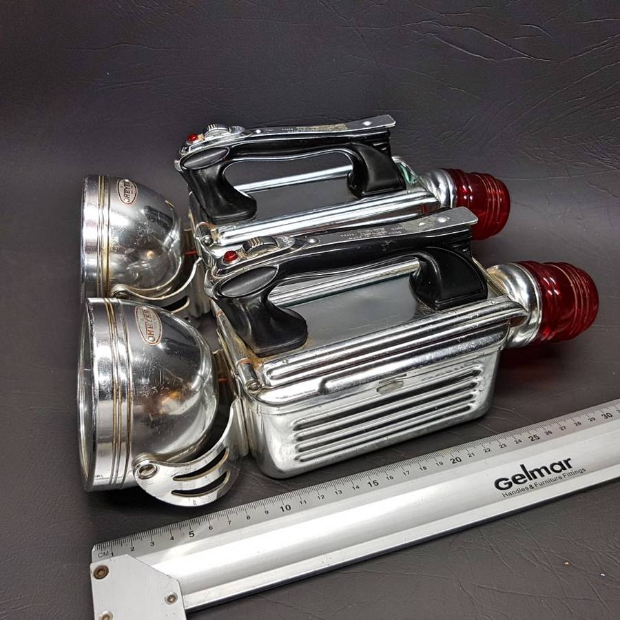 RARE!!! Two Original Chrome 1950's Meyer Trade Mark Signal/Miners Lamps!!! (Bid Per Lamp)