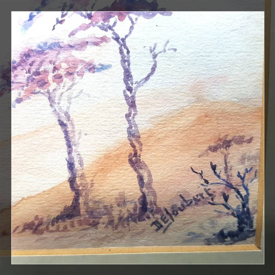 Signed Framed Original  Watercolor Landscape By DE Joubert (350mm x 300mm)