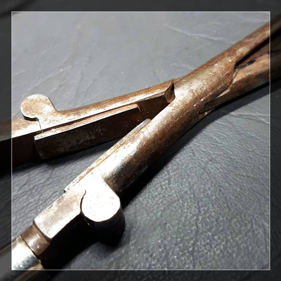 RARE!!! Three Antique Metal, Wood and Bone Hair Curling Tongs!!!