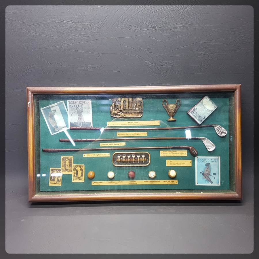 RARE!!! Vintage Wood and Glass Framed History of Golf!!!