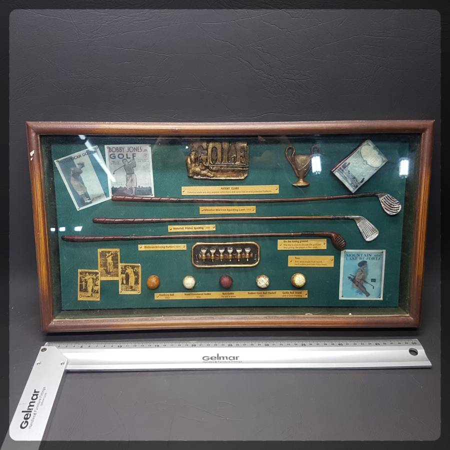 RARE!!! Vintage Wood and Glass Framed History of Golf!!!