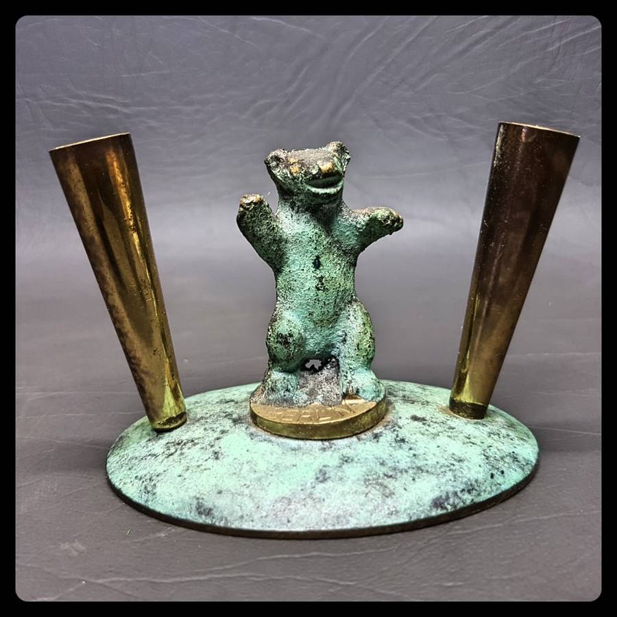 RARE!!! Original Vintage Cast Metal Russian Bear Berlin Double Pen Stand!!!