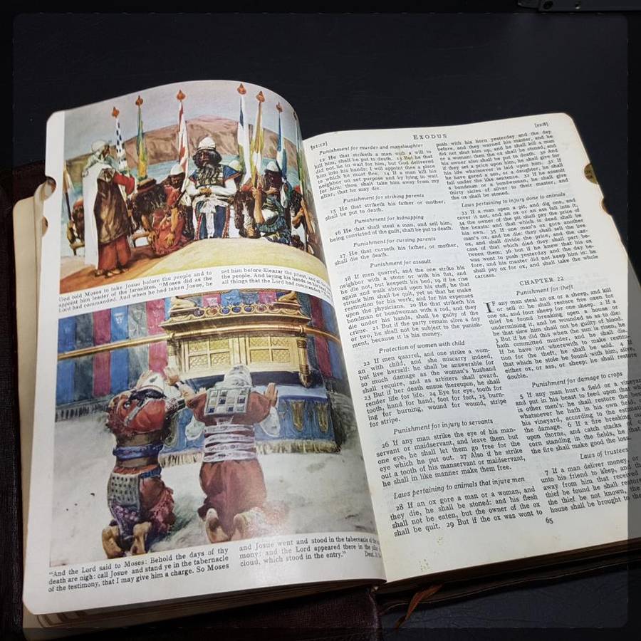 Large Leather Bound 1950's Illustrated Holy Bible!!!