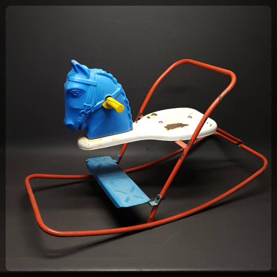 Large Vintage Pressed Metal Rocking Horse!!!