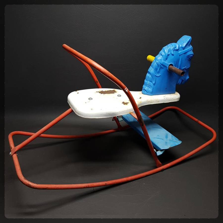 Large Vintage Pressed Metal Rocking Horse!!!