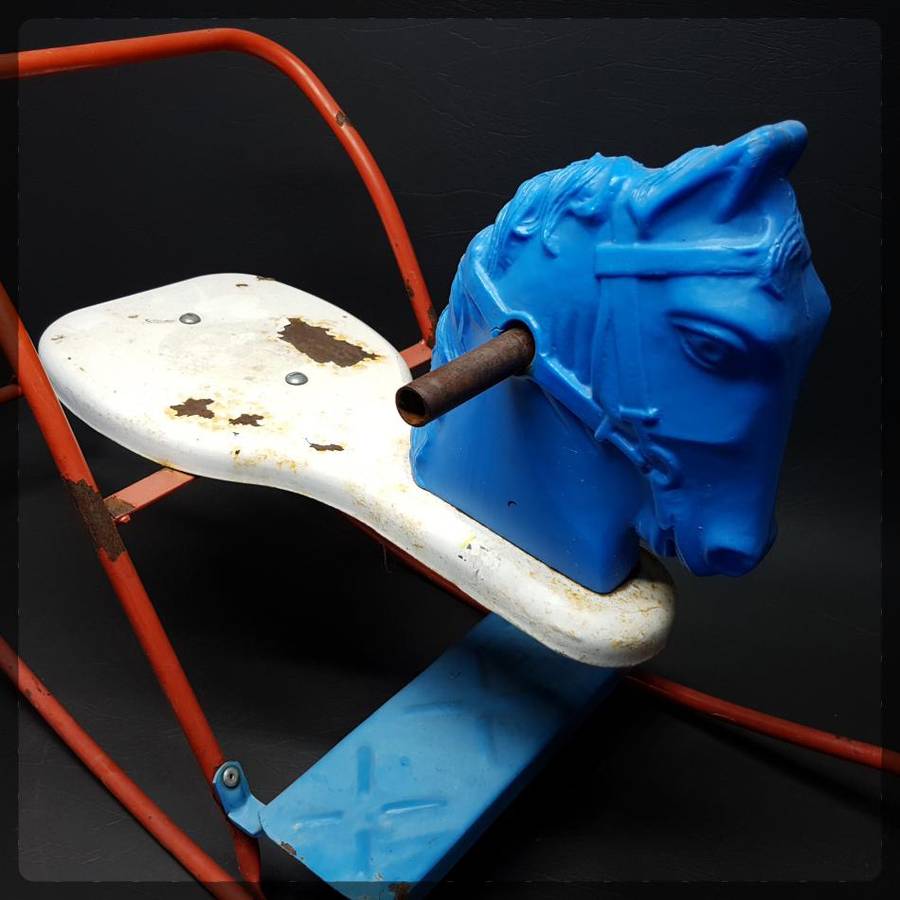 Large Vintage Pressed Metal Rocking Horse!!!