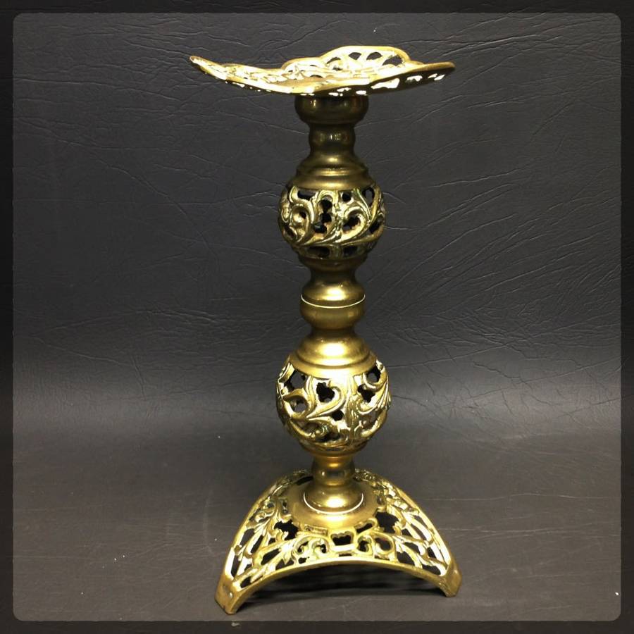 Large Highly Decorative Solid Cast Brass Candle Stand!!!