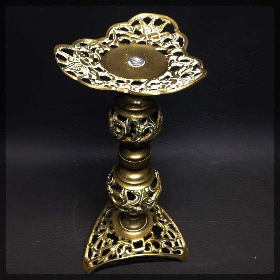 Large Highly Decorative Solid Cast Brass Candle Stand!!!