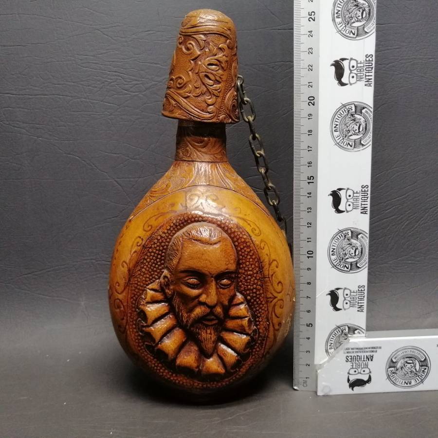 RARE!!! Vintage Highly Decorative Detailed Hand Crafted Spanish Leather Covered Bottle!!!