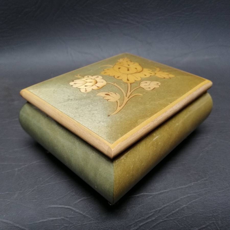 RARE!!! Handcrafted Wood Inlay Trinket Music Box Made In Italy!!! WORKING!!!