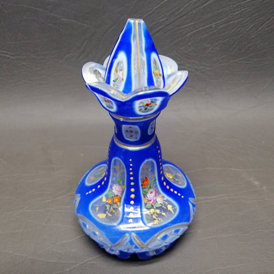 RARE!!! Highly Detailed Hand Painted Cut Glass Perfume Bottle!!!