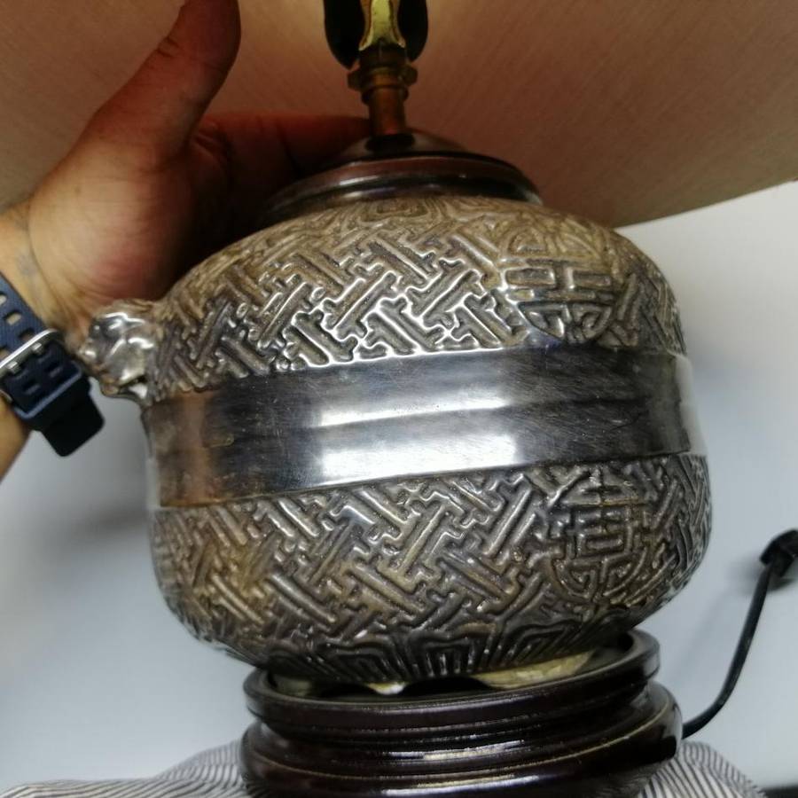 Original Detailed Karolina Lehman Oriental Themed lamp on Base (Working)