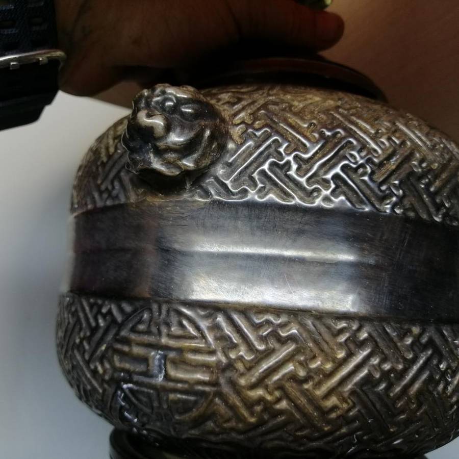 Original Detailed Karolina Lehman Oriental Themed lamp on Base (Working)