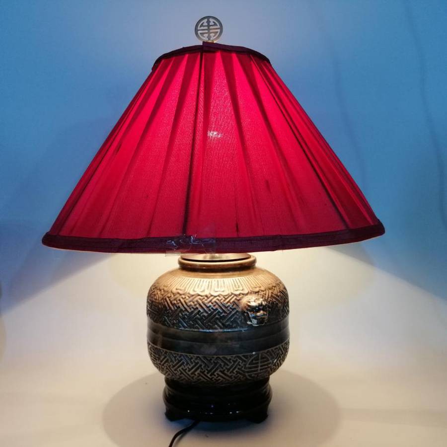 Original Detailed Karolina Lehman Oriental Themed lamp on Base (Working)