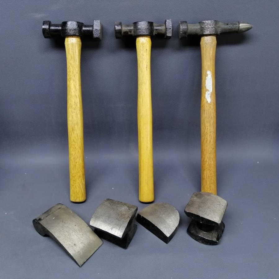 Original Cast Metal Seven Piece Hammer and Blocks - Panel Beating Set!!!