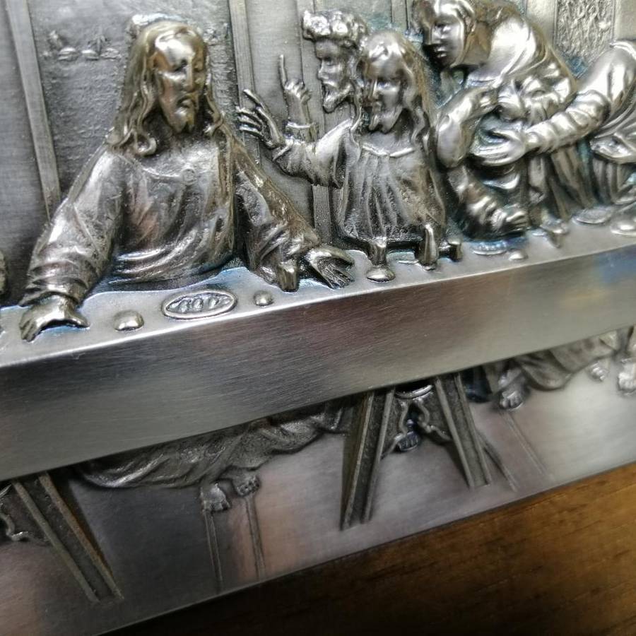 Framed Silver-plate Pressed Metal Depiction of the last supper!!!