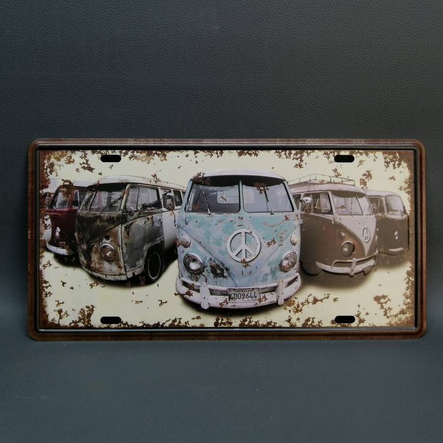 Lithographed and Embossed VW Bus Number-plate Sign!!!