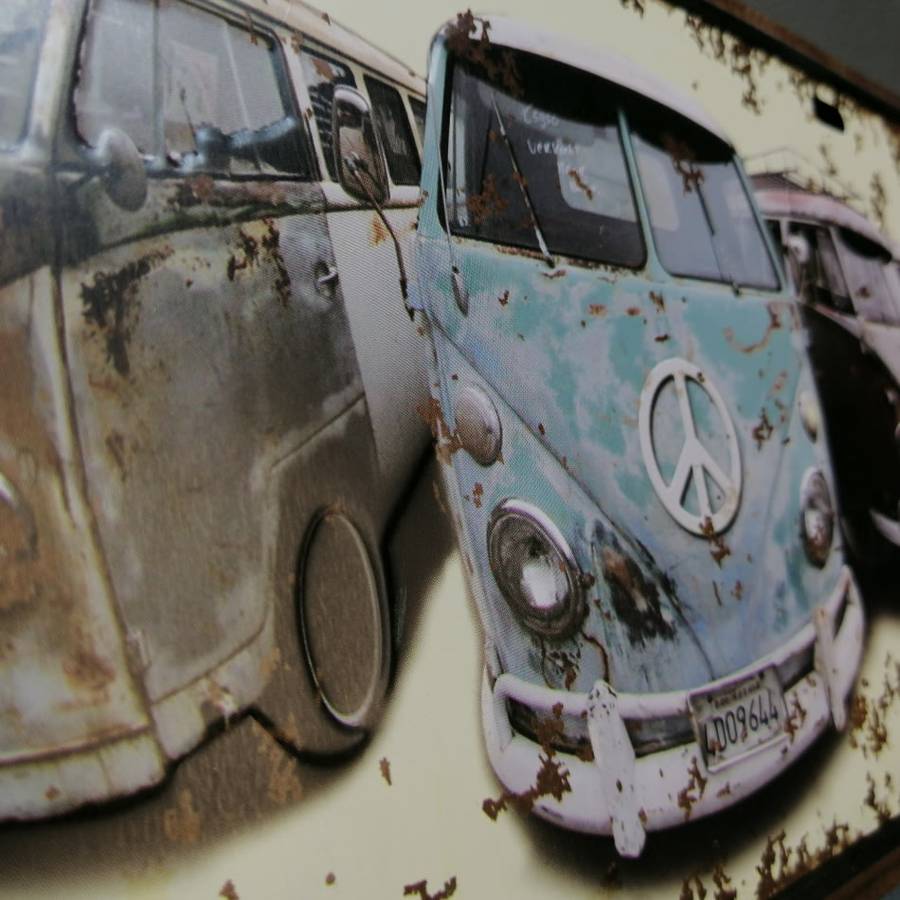 Lithographed and Embossed VW Bus Number-plate Sign!!!