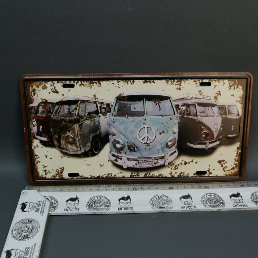 Lithographed and Embossed VW Bus Number-plate Sign!!!