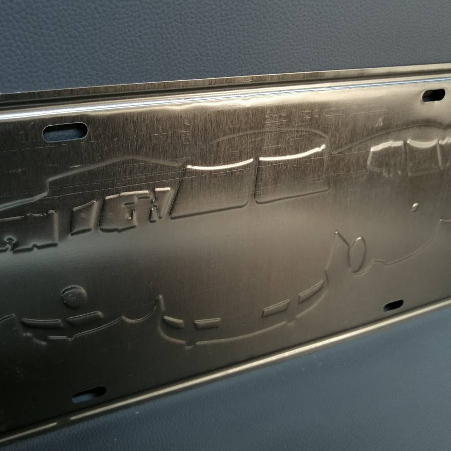 Lithographed and Embossed VW Bus Number-plate Sign!!!
