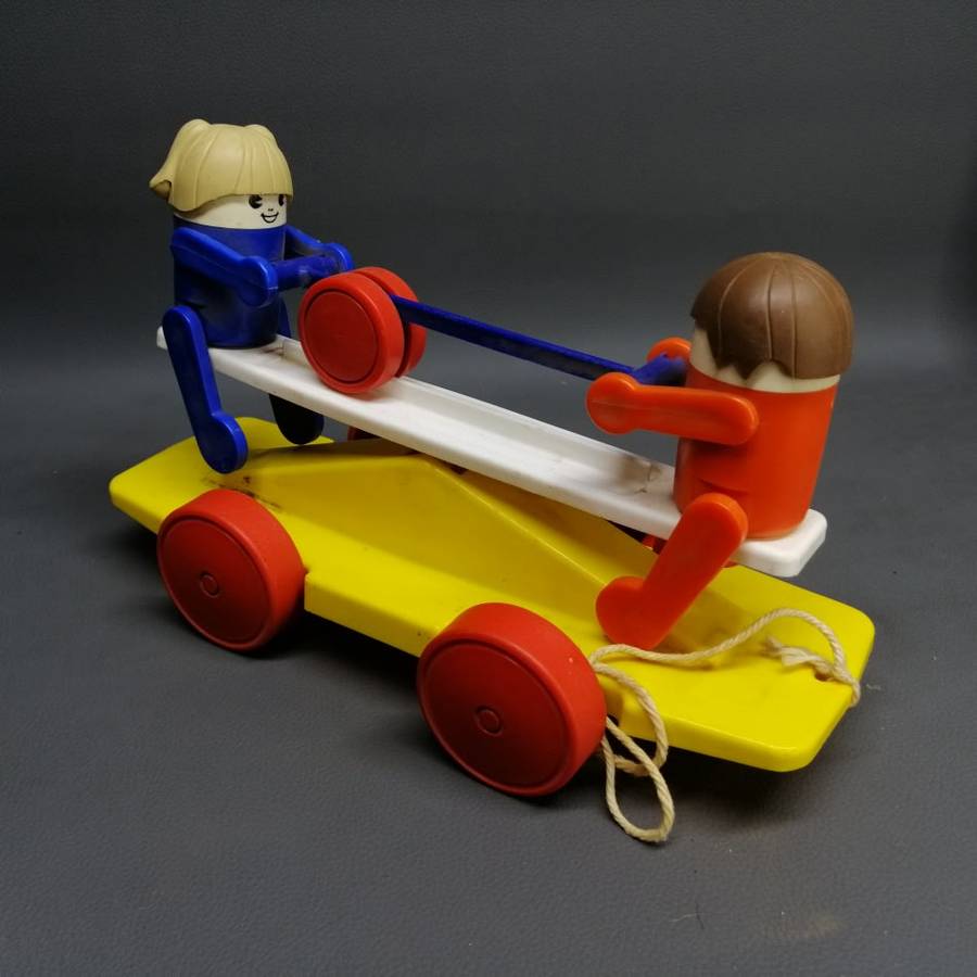 Vintage Hard Plastic English See Saw Pull Toy!!! (Working)