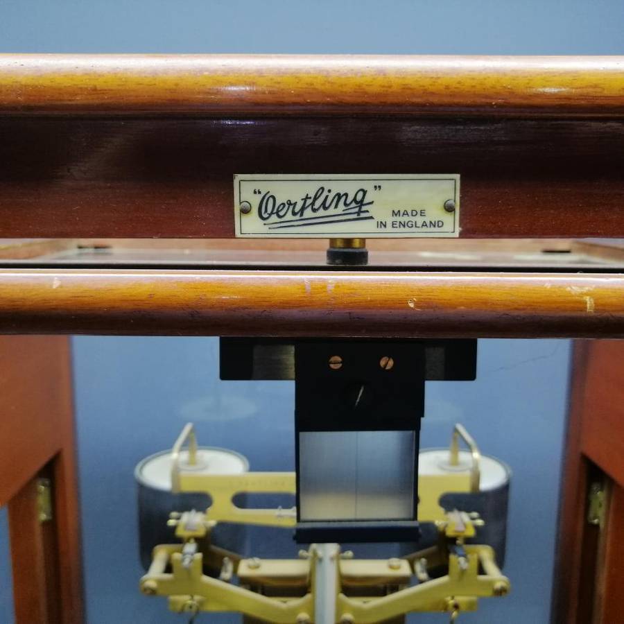 RARE!!! LARGE Antique Oertling English Scientific Wood Boxed Scale !!!