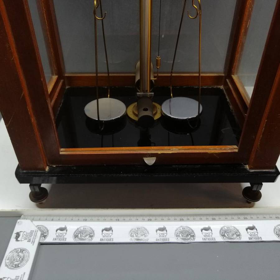 RARE!!! LARGE Antique Oertling English Scientific Wood Boxed Scale !!!