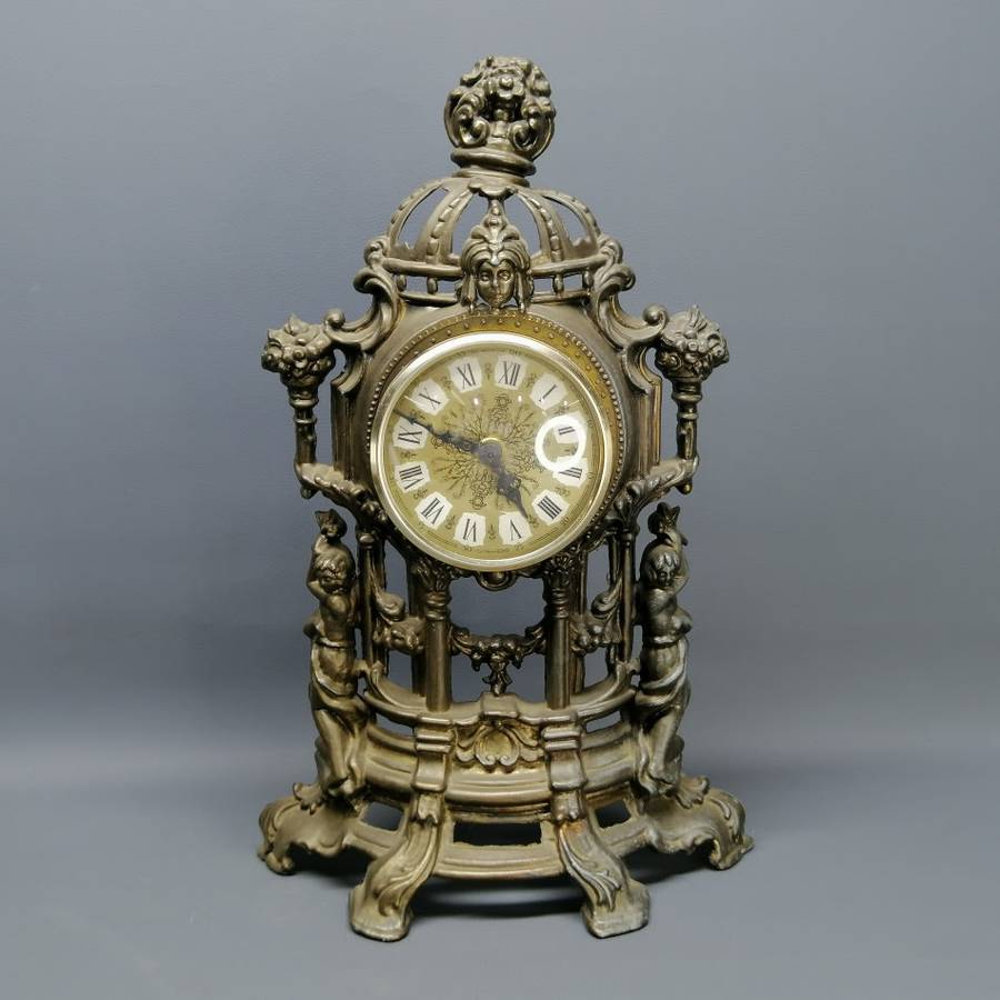 Highly Decorative and Ornamental Pressed Brass Metal German Mantle Clock!!!